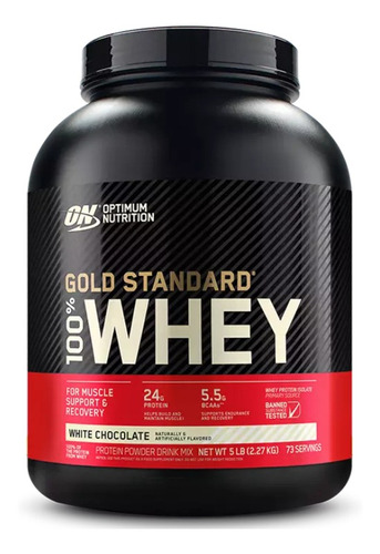 Suplemento em pó Optimum Nutrition  Proteína Gold Standard 100% Whey proteína Gold Standard 100% Whey sabor  white chocolate em pote de 2.27kg