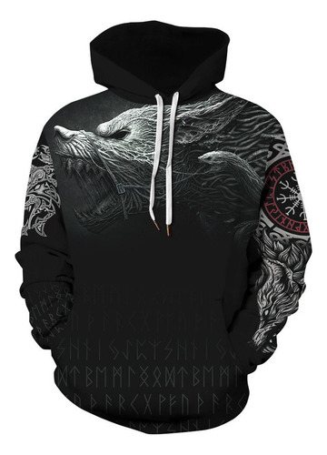 Rr Conjunto Sudadera Con Capucha Y Estampado Viking