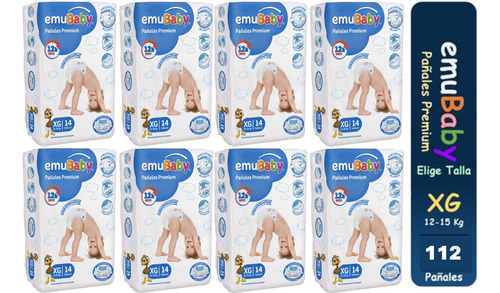 Pañales Emubaby Premium Pack X8 Paquetes Tallas P/m/g/xg/xxg