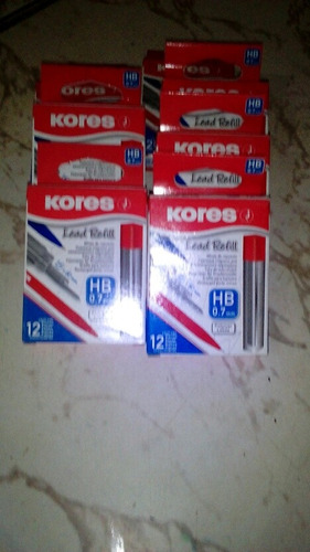 Minas 0.7 Mm Kores Hb Caja De 12 Tubos X 15 Minas  180 Minas