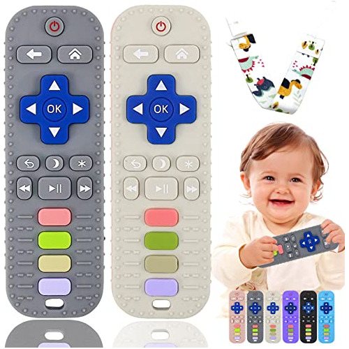  2 Pack Remote Teether For Baby,silicone Teething...