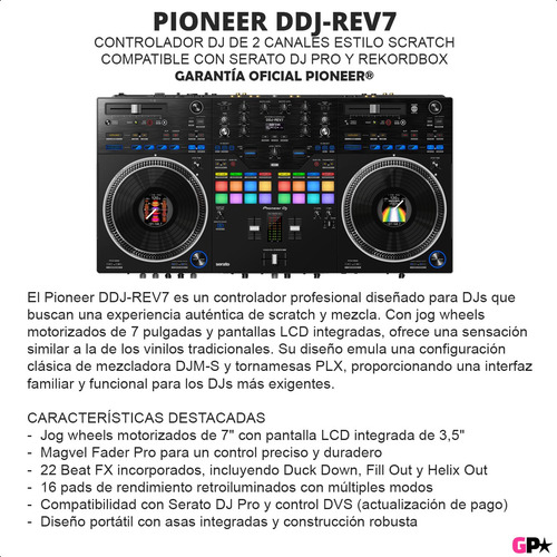Controlador Dj Profesional 2 Ch Scratch Pioneer Ddj-rev7