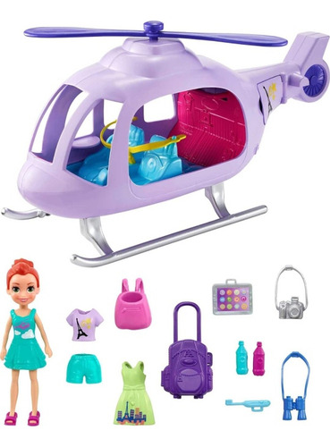 Polly Pocket Helicóptero Aventuras Con Muñeca Y Accesorios