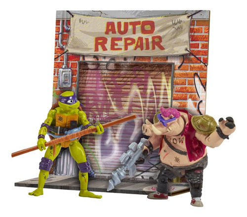Paquete Doble Con Figuras De Las Tortugas Ninja C/ Escenario