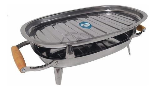 Brasero De Mesa Acero Inoxidable Guadix Asas Madera Parrilla