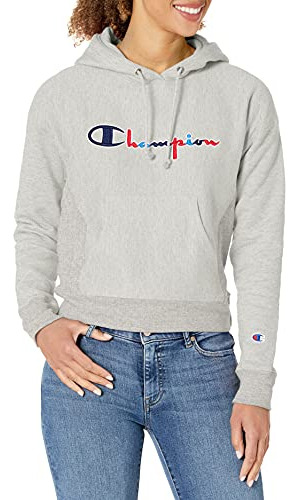 Champion Women's Inverso Weave Hoodie, Log B07kblyxmw_200324