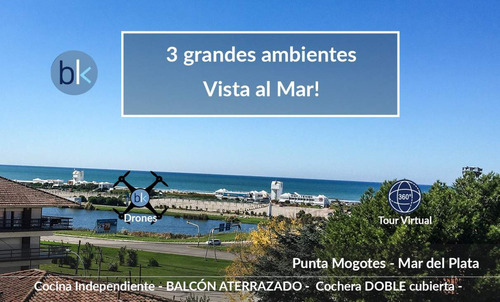 Vista Al Mar -  Balcón Aterrazado -  Cochera Doble -  Edificio Moderno.  Divino !!!