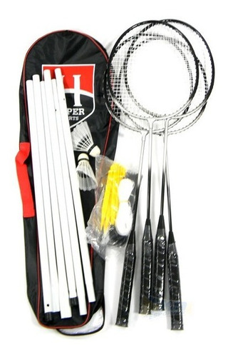 Kit Badminton Hyper Sports 4 Raquetes C/ Suporte