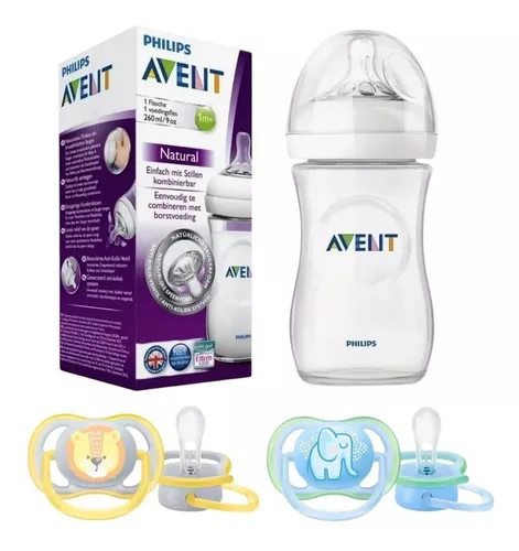 Set mamadera dragón PHILIPS AVENT, dos chupetes y porta chupete. – Spazio  Bambini