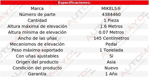 Montacargas Manual Extra Ancho 1 Ton Mikel's