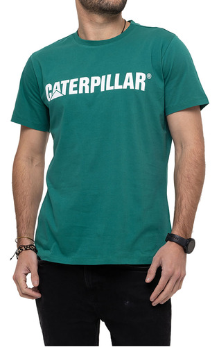 Remera Caterpillar Logo Tee Alpine Green/white Para Hombre