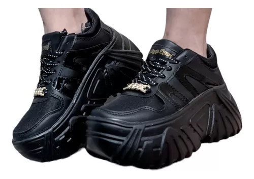 Chunky Negros 7cm Sneaker Altos Dama Oferta Envío