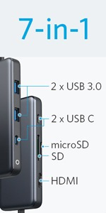 Imagen 6 de 7 de Hub Usb Zapatilla Multiplicador Anker 7 Puertos Usb C Hdmi