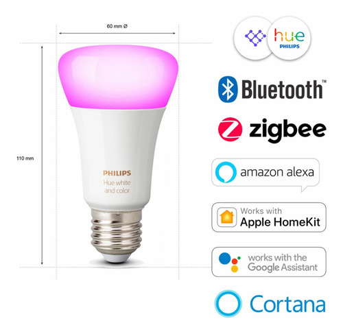 Imagen 4 de 10 de Kit Philips Hue 3 Ampolletas Led + Bridge