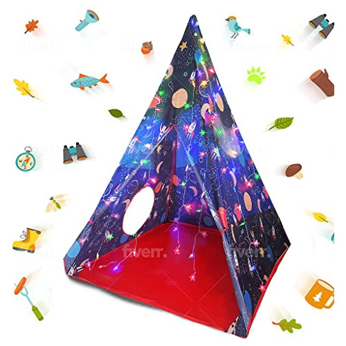 Teepee Kids Play Tent Bonus Star Lights Y Estuche De Tr...