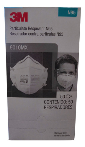 Cubrebocas N95 3M 9010 50 piezas color blanco