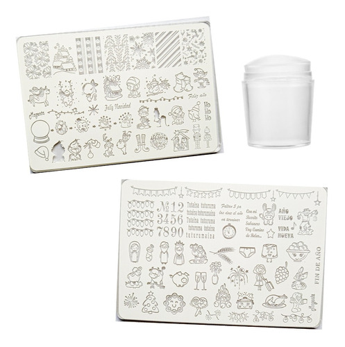 Kit Stamping Uñas Estampador Grande + 2 Placas Acrílicas 