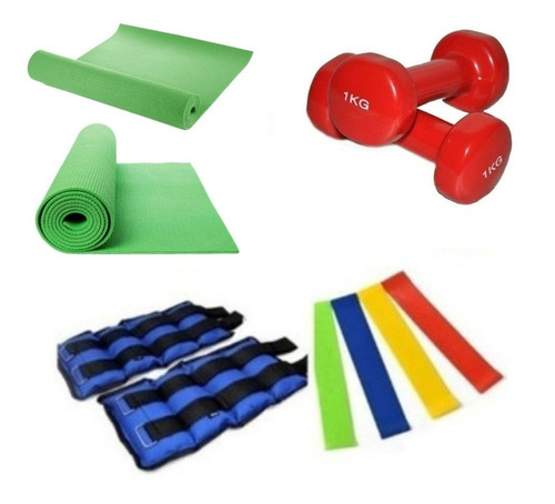 Kit Set Ejercicio Entrenamiento Tobi Bandas Mancuerna 1 Kilo