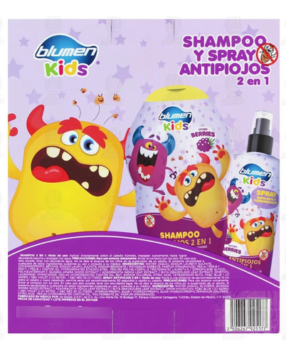 Shampoo Y Spray Antipiojos Aroma Berries 2 En 1, 2 Pz Kids
