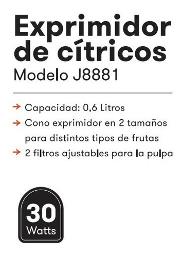 Imagen 2 de 6 de Exprimidor Electrico Jugo/citrico Premium Garantia