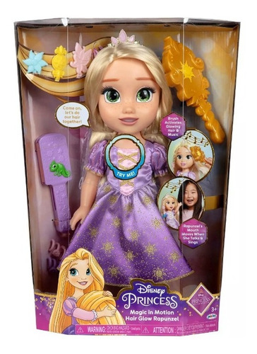 Disney Princess Muñeca Rapunzel Brilla Cabello Luces Sonido