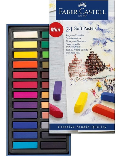 24 Gises Pastel Tizas Mini Barras Blandas Faber Castell