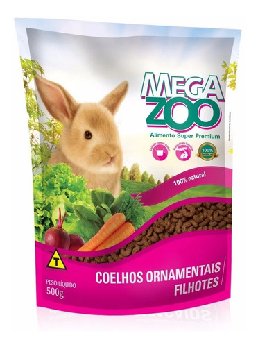 Ração Super Premium Megazoo Coelhos Ornamentais Filhote 500g