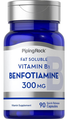 Benfotiamine Vitamina B1 300 Mg X 90 Cápsulas - Piping Rock Sabor Neutro