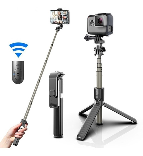 Imagen 2 de 10 de Palo Selfie Monopod Celular Gopro Bluetooth Tripode 82cm
