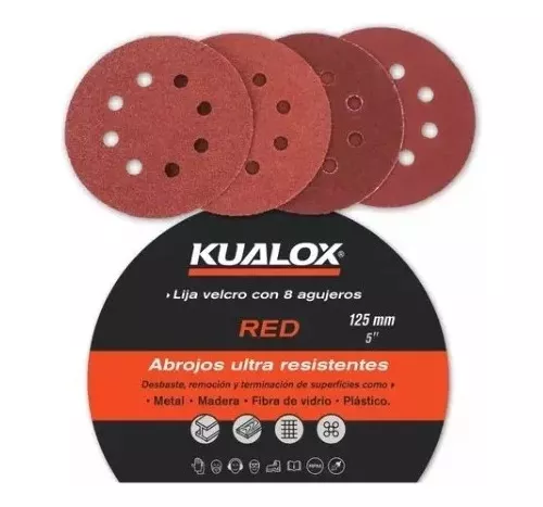 Lija Velcro Disco 125mm 8 Agujeros - Red 60 A 120 -x25u