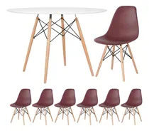 Comprar Conjunto Jantar Eames Eiffel 6 Lugares Mesa 120cm 6 Cadeiras Cor Da Tampa Mesa Branco Com Cadeiras Marrom