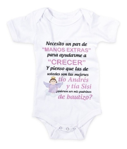 Pañalero Body Bebé Padrinos Bautizo Personalizado Manos Extr