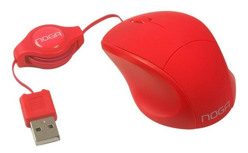 Mouse Mini Cable Retractil Usb Ideal Tablet Notebook Color Rojo