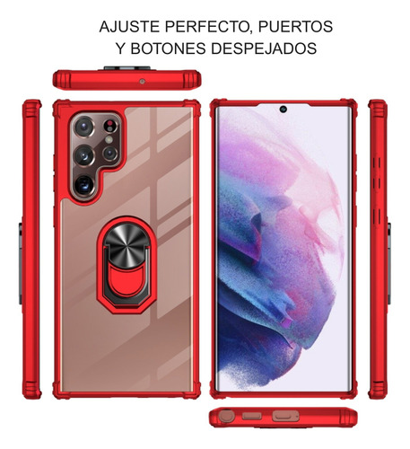 Funda Para Galaxy A72 Con Mica Varios Modelos Antigolpes Negro-plata Clear Ring