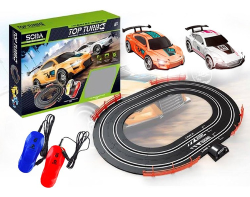 Pista Carreras Tipo Scalextric, 2 Autos Con Luz, Usb, 12594 Color Negro