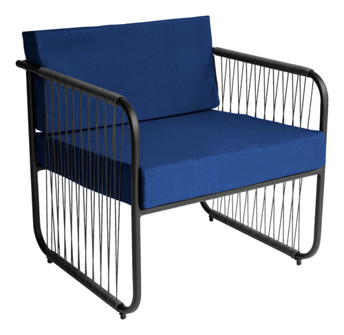 2 Poltronas E 1 Mesa De Centro Córdova Acesse Móveis Estrutura Azul