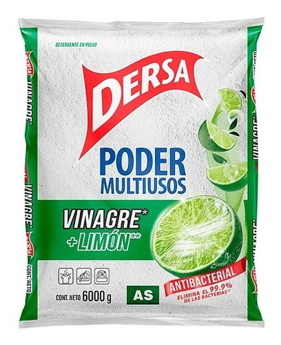 Detergente Dersa As En Polvo 6000 Gr Vinagre Limon