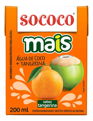 Água de Coco Tangerina Sococo Mais Caixa 200ml