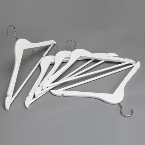 Kit 10 Cabide De Madeira Branco Com Ganchos Luxo Premium