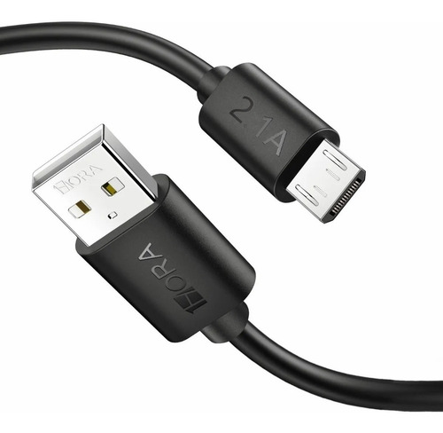 Cable V8 Micro Usb 1hora Carga Rápida 2.1a Uso Rudo Cab236 Color Negro