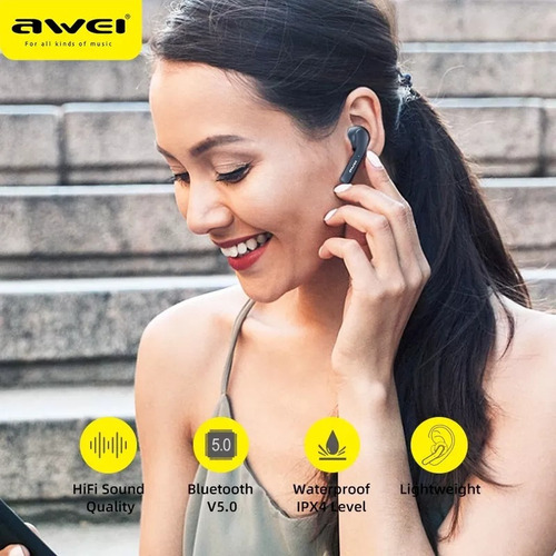 Fone Bluetooth 5.0 Awei T10c Tws Base Recarregadora Original