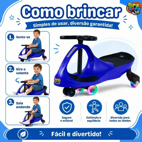 Carrinho Original Gira Gira Car Com Led Suporta 100 Kg Fenix