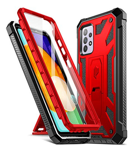 Funda Para Galaxy A52 5g Roja Protector De Pantalla Soporte