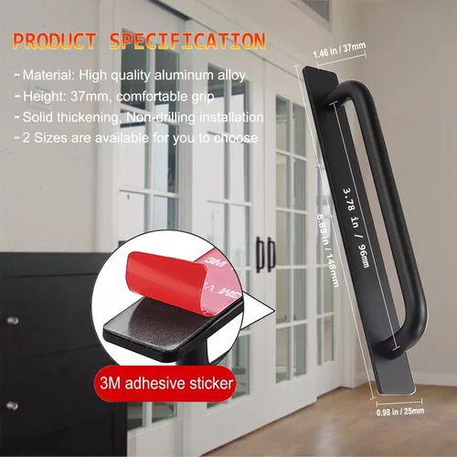 Manilla De Puerta Corredera Autoadhesiva De Aleación De 2 Pi