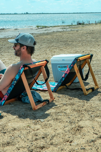 Kit X2 Reposera Portatil Plegable Cubritas Bolso Playa Silla