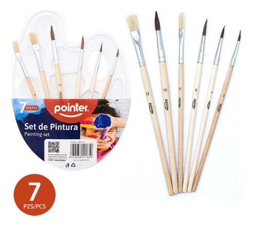 Set De 6 Pinceles Más Paleta Para Pintura 