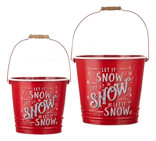 Set 2 Cubetas Copos De Nieve Decoracion Navideña 2 Tamaños