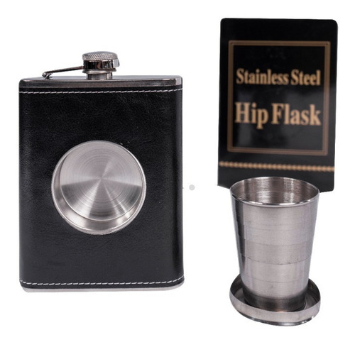 Imagen 2 de 2 de Licorera + Copa Armable 8 Oz De Acero Inoxidable