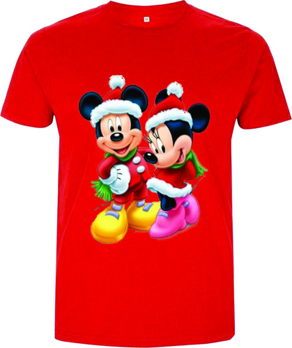 Camisetas Navideñas Mickey Mouse  Y Minnie Navidad 