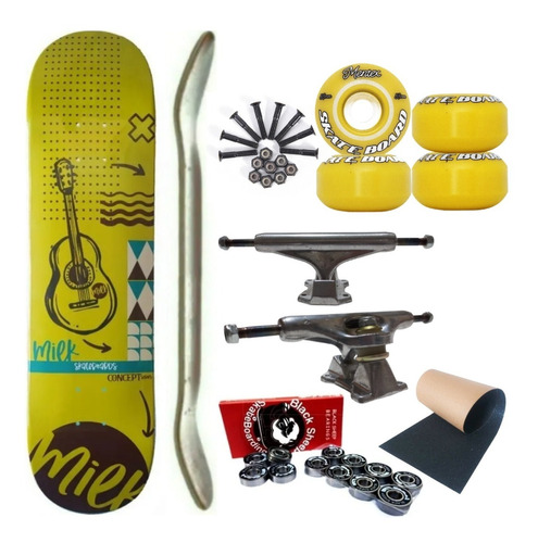 Skate Pró Maple Milk 8.0 Truck 139m Roda 53mm Mentex